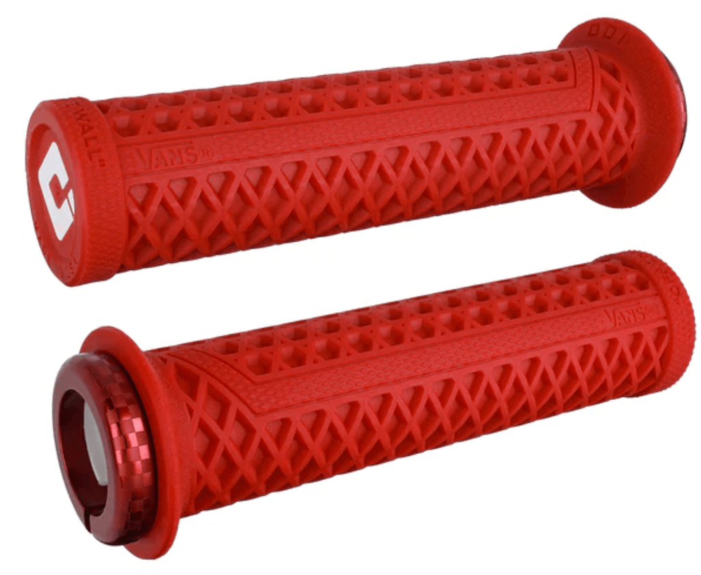 Puños Vans, v2.1 Lock-On ,MTB , Closed End ,135mm, Wht/Red w/ Red ODI