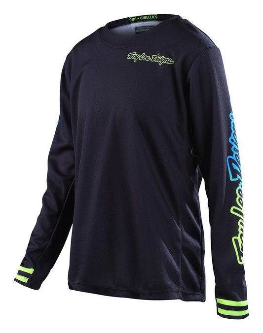 Jersey para niño Troy Lee Designs Gp Mono Black / Yellow / Cyan