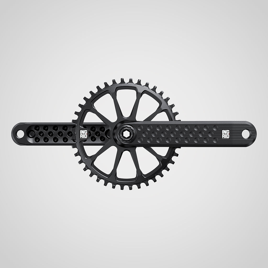 INGRID Crankset POP, talla L eje L131, Negro (incluye herramienta)