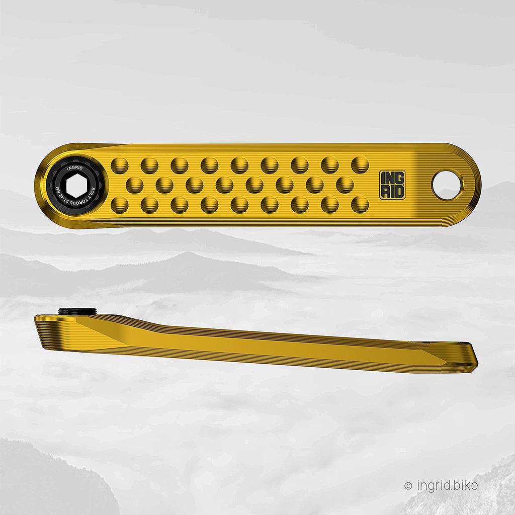 INGRID Crankset POP, talla L eje L136, Amarillo (incluye herramienta)