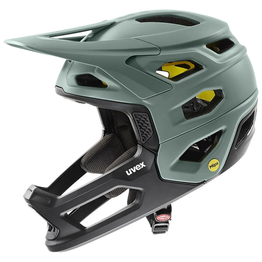 Casco uvex revolt mips moss green black Matt