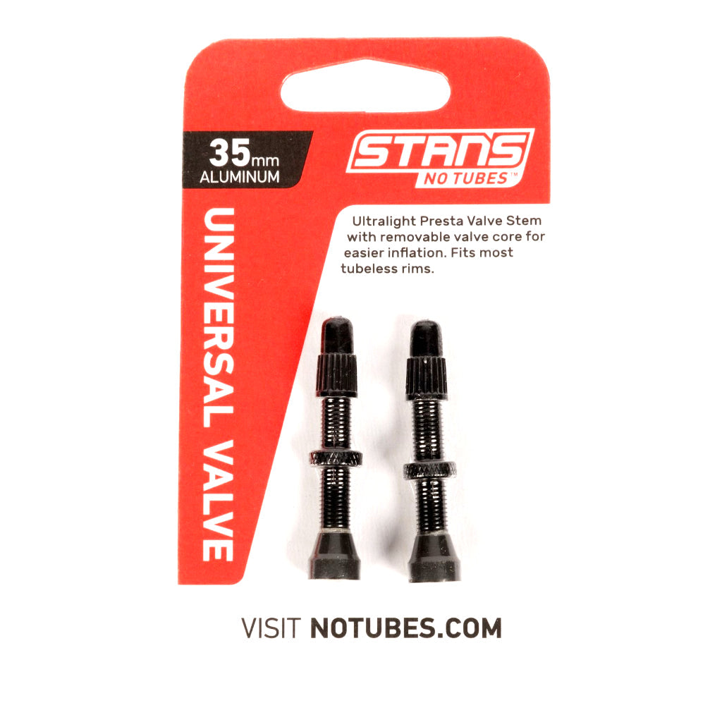 STAN'S Valvula tubeless universal de aluminio 35 mm, negra (par)