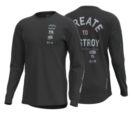 Ruckus Long Sleeve Ride Tee; Destroy Carbon