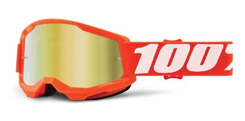 100% STRATA 2 Youth Goggle Orange - Mirror Gold Lens