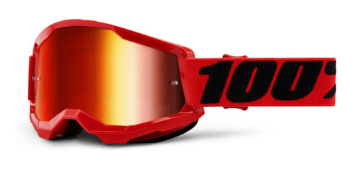 100% STRATA 2 Goggle Red - Mirror Red Lens