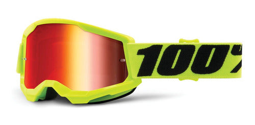 100% STRATA 2 Youth Goggle Yellow - Mirror Red Lens