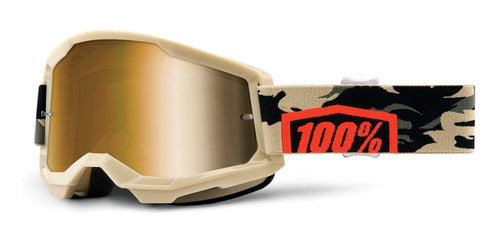 100% STRATA 2 Goggle Kombat - True Gold Lens