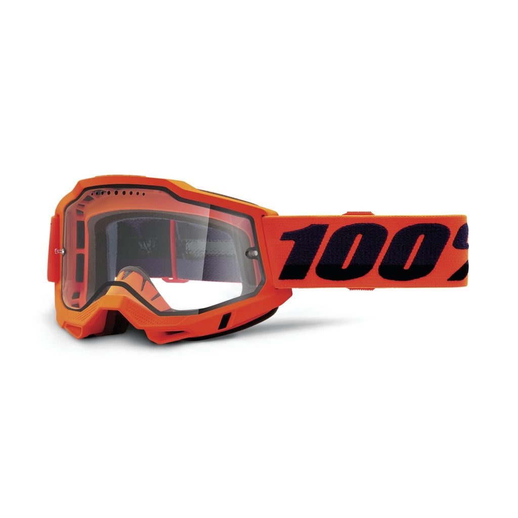 100% ACCURI 2 Enduro MTB Goggle Neon Orange - Clear Vented Dual Lens