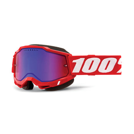 100% ACCURI 2 Snowmobile Goggle Red - Mirror Red/Blue Lens