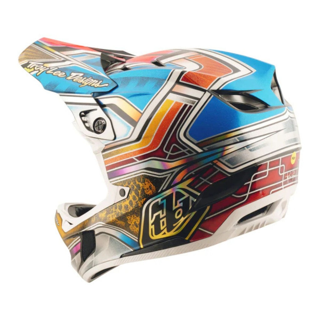 Casco fullface D4 Carbon Helmet; Lowrider Blue Troy lee