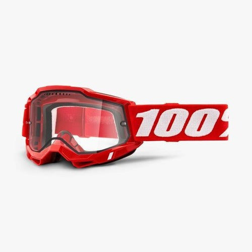 100% ACCURI 2 Enduro MTB Goggle Red - Clear Vented Dual Lens