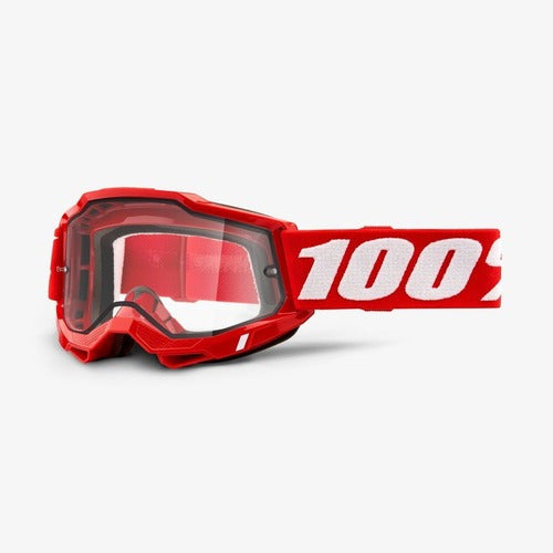 100% ACCURI 2 Enduro Moto Goggle Red - Clear Dual Lens