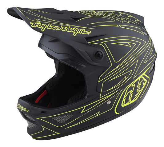 Casco Troy Lee D3 Fiberlite Spiderstripe Gray / Yellow FullFace