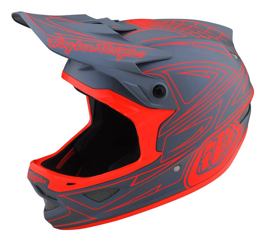 Casco Troy Lee D3 Fiberlite Spiderstripe Gray / Red FullFace