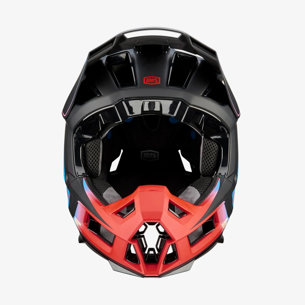 Casco 100% AIRCRAFT 2 Carbon Steel Blue/Neon Red fullface